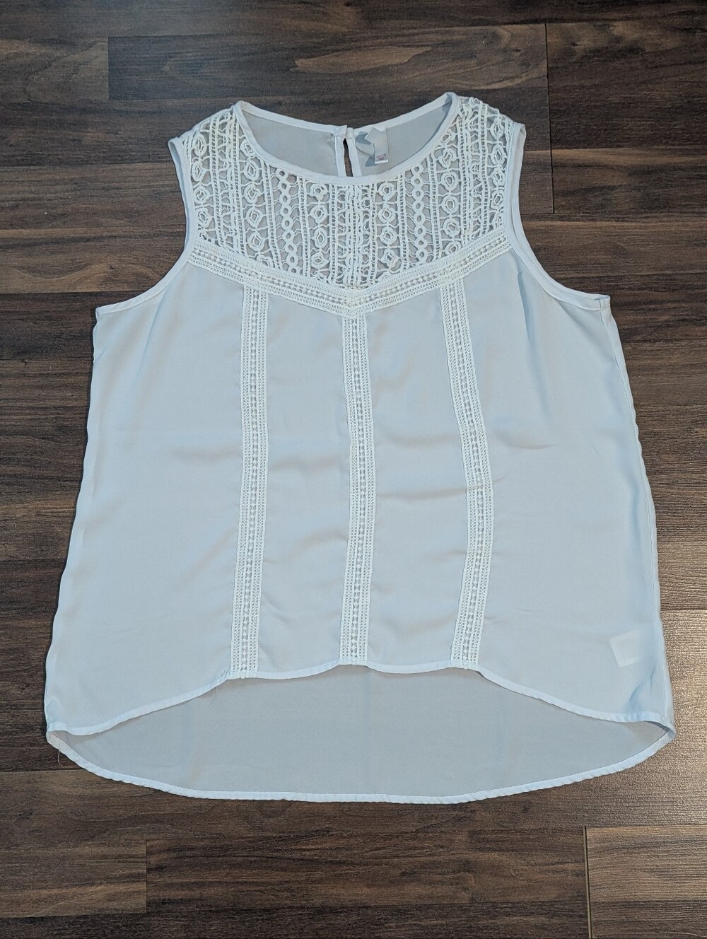 White Flowy Tank Top With Lace Detail